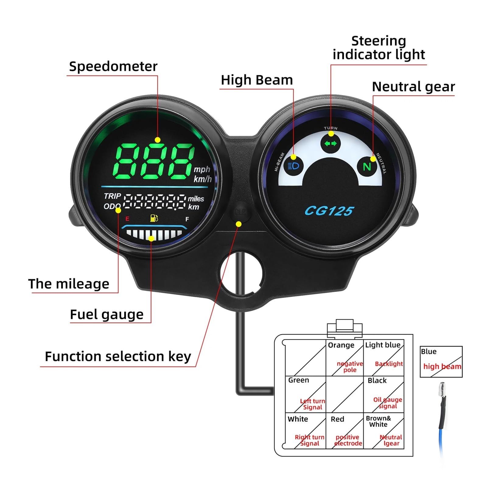 Contachilometri Per Moto A LED Per CG125 Dal 2000 Al 2008