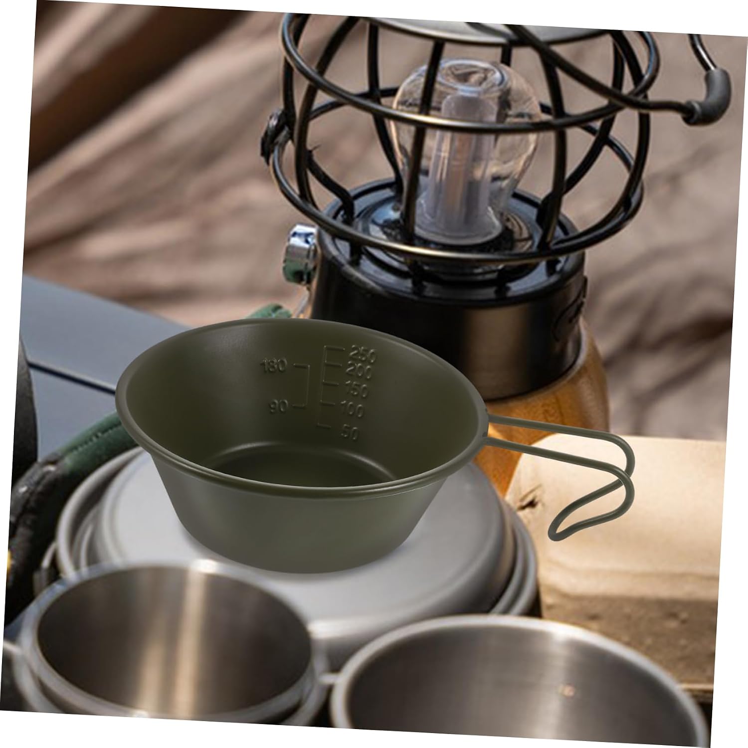 Toddmomy Stainless Steel Salad Bowl Camping Utensils Cooking Camping Dinnerware Handle Rice Bowl for Outdoor Activities