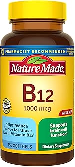 Nature Made Vitamin B12 1000 mcg, Dietary Supplement for Energy Metabolism Support, 150 Softgels, 150 Day Supply