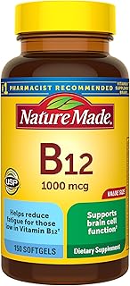 Nature Made Vitamina B12 1000 mcg, suplemento dietético para apoyo al metabolismo energético, vitaminas B12 1000 mcg, 150 cápsulas blandas, suministro para 150 días