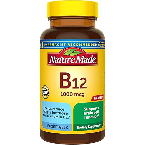 Nature Made Vitamin B12 1000 mcg, Dietary Supplement for Energy Metabolism Support, B12 Vitamins 1000 mcg, 150 Softgels, 150 Day Supply