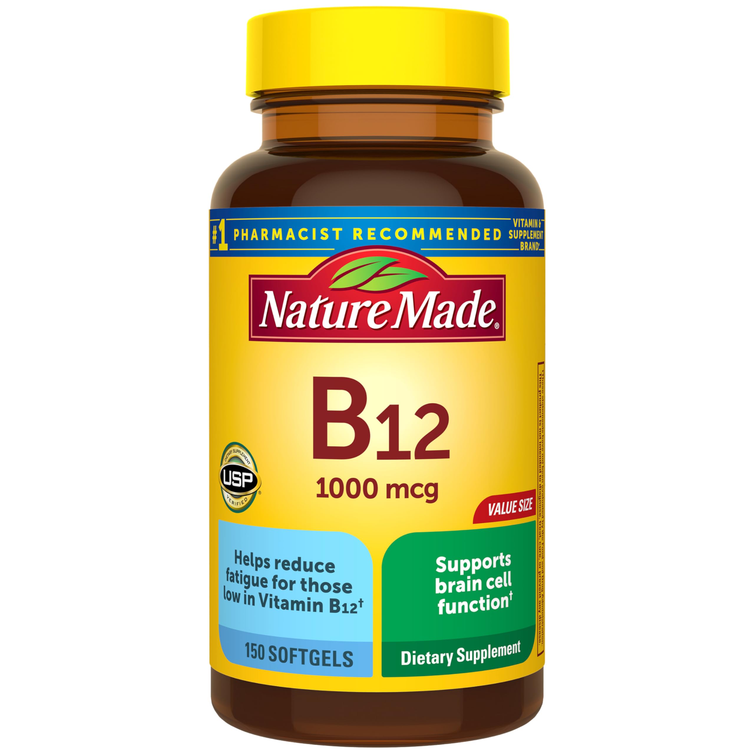 Vitamin B12 1000 mcg, Dietary Supplement for Energy Metabolism Support, 150 Softgels, 150 Day Supply