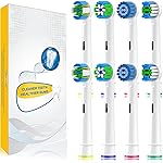 Qitizu Replacement Heads Compatible with Oral B Braun Electric Toothbrush, Replacement Toothbrush Heads Fit for Oral-b Pro 1000/7500/3000/7000/8000/500, 8 Packs (White)