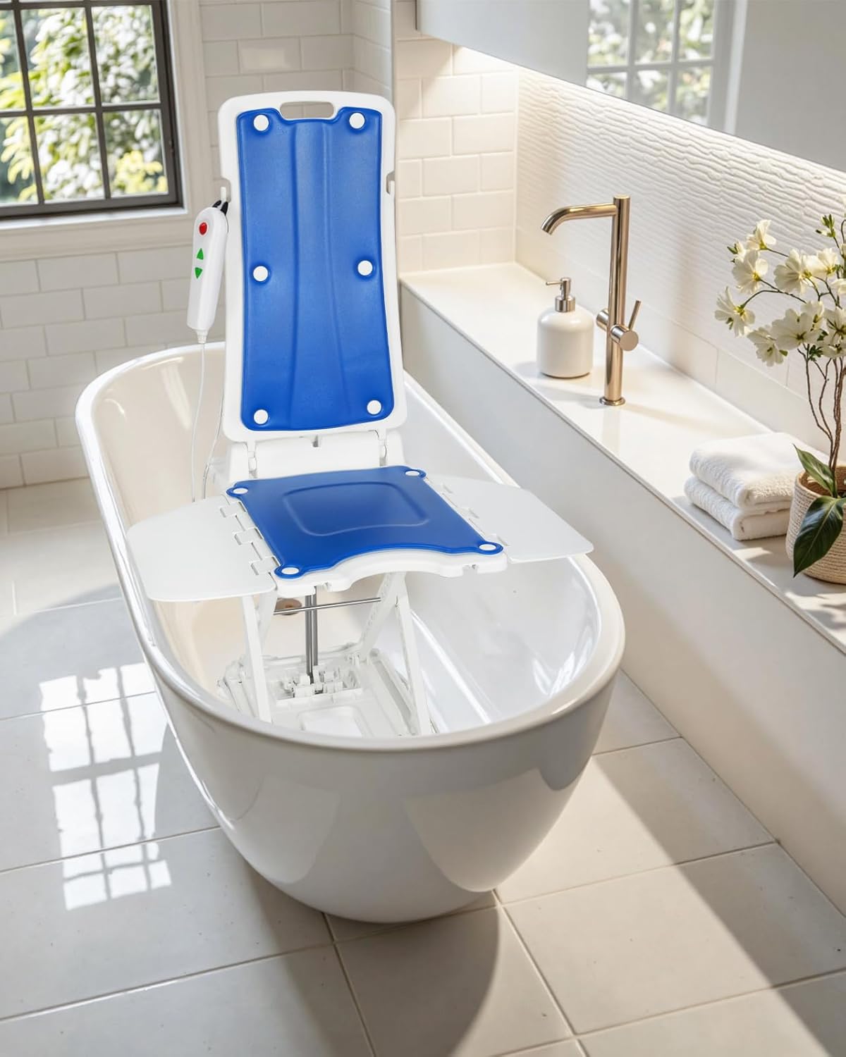 Electric Bath Lift Chair, IP68 Waterproof Bath Lift Chair For Tub, Floor Chair Lift Assist Devices For Seniors & Disabled, FLYCITY Elderly Assistance Products, Raises Up to 20" | Support Up to 300 LBS