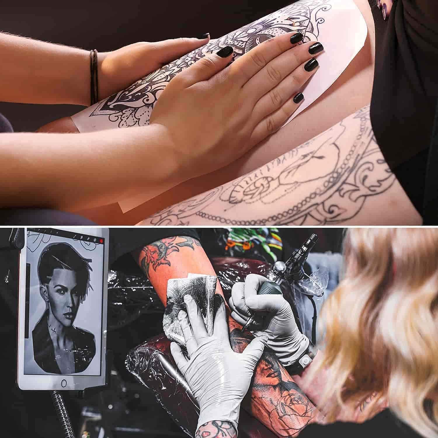 20 unidades de papel de transferencia de tatuajes y 10 unidades de silicona para piel sintetica tatuaje, accesorios para transferir y practicar diseños de tatuajes