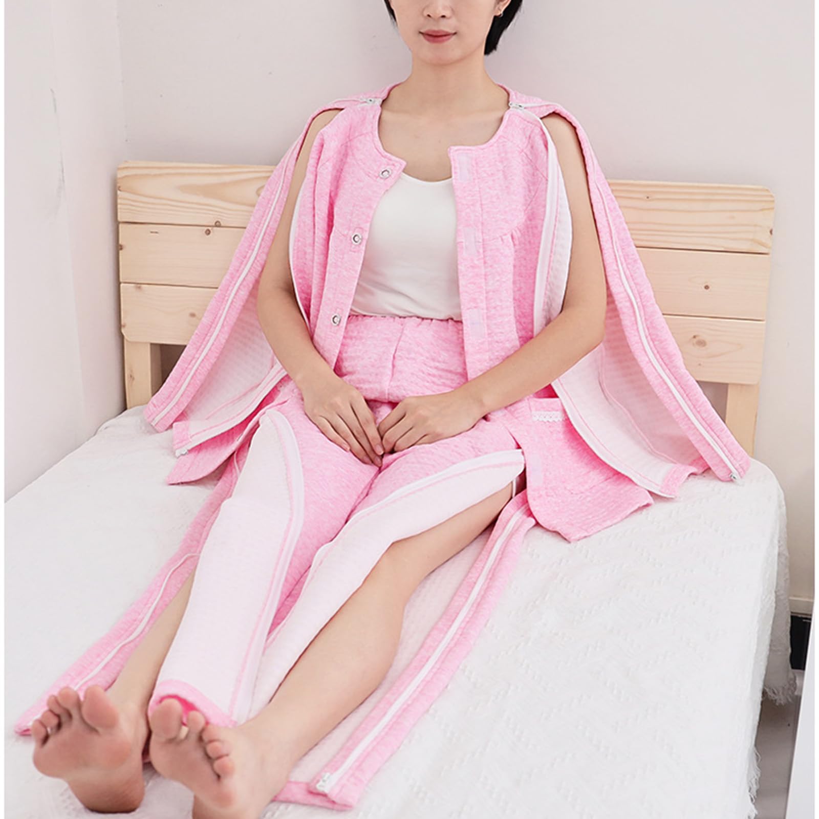 Ropa para el cuidado del paciente, Medical Patient Clothes Tear Away Pink Grey S-XXL(Grijs,Small)