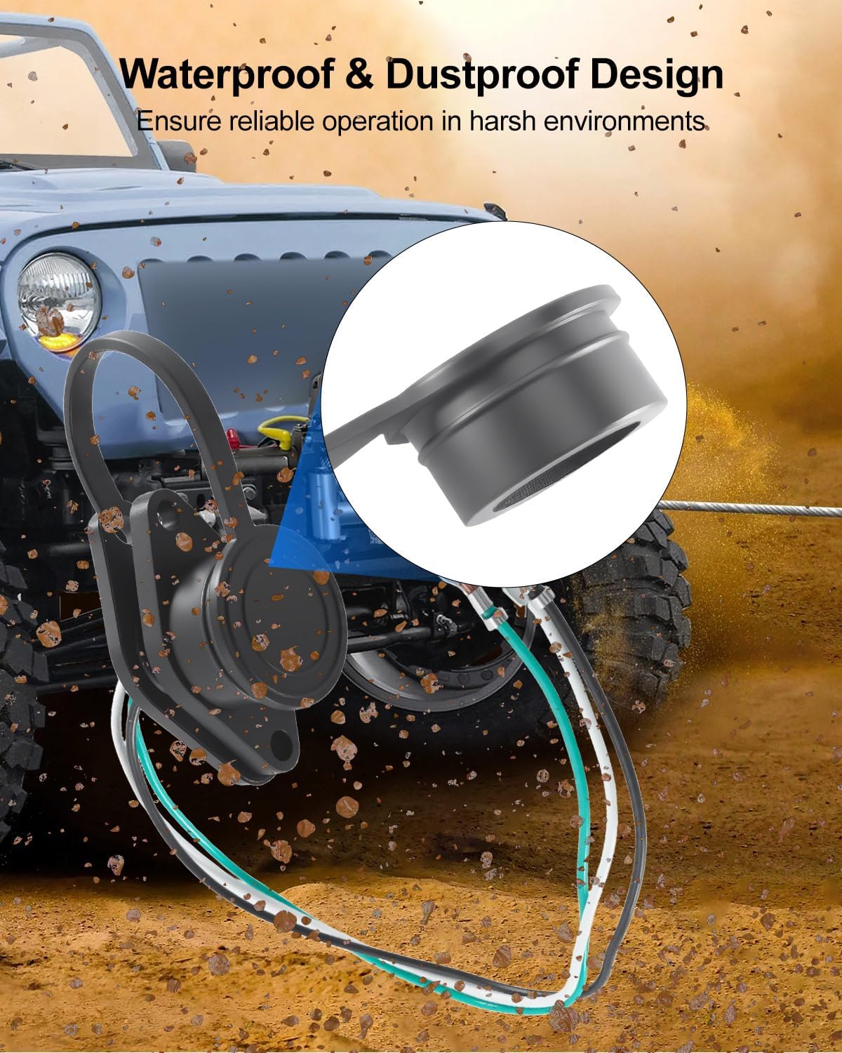 GMURA Winch Remote Hand Control Replace 16296, Waterproof Female Socket Wiring Harness Connector with Dust Cap, Fit for Hand Held Corded Controller of 12V Off-Road Winches, 3-Wire