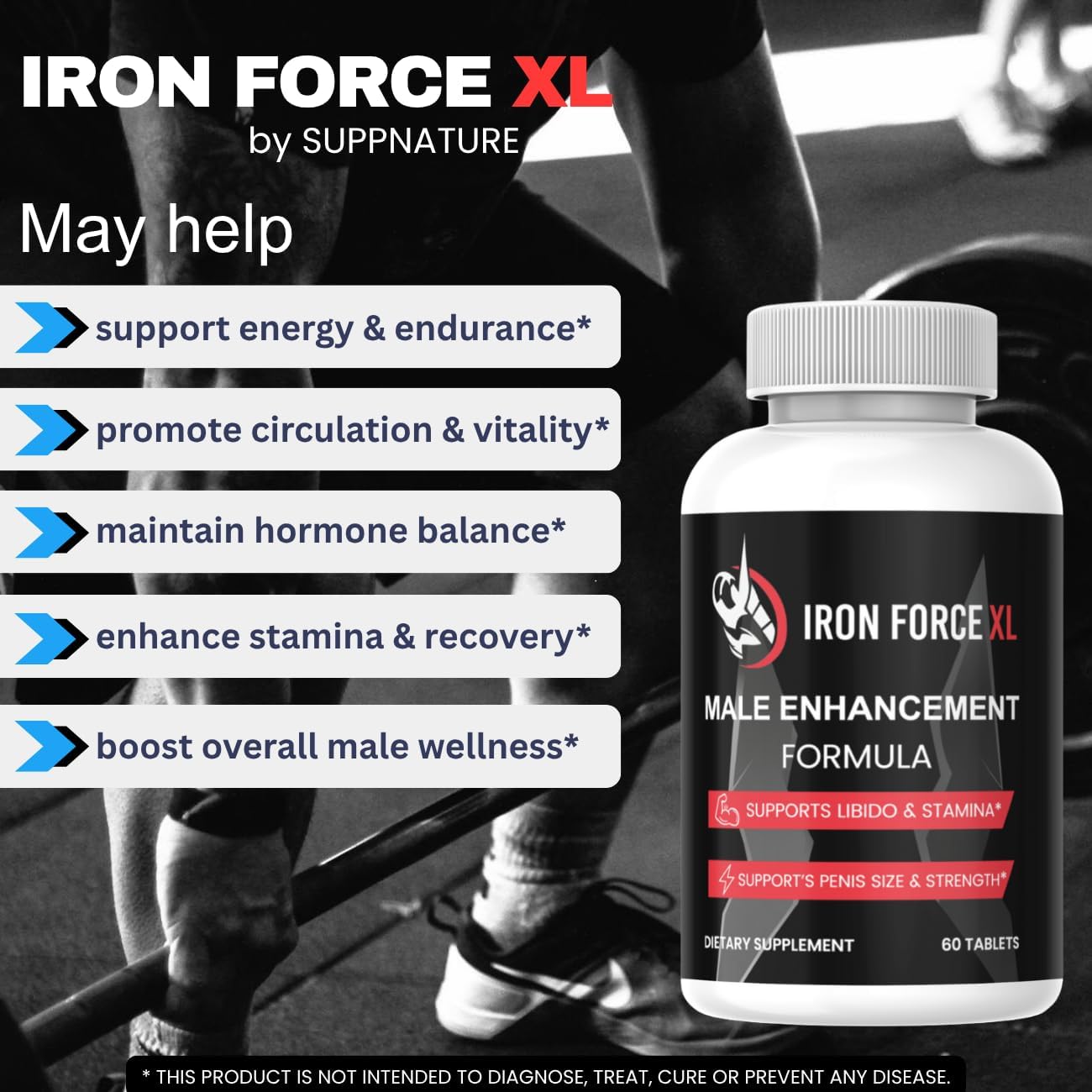 Iron Force XL Pills for Men, Iron Force XL Supplement Male Support Formula*, 60 Count