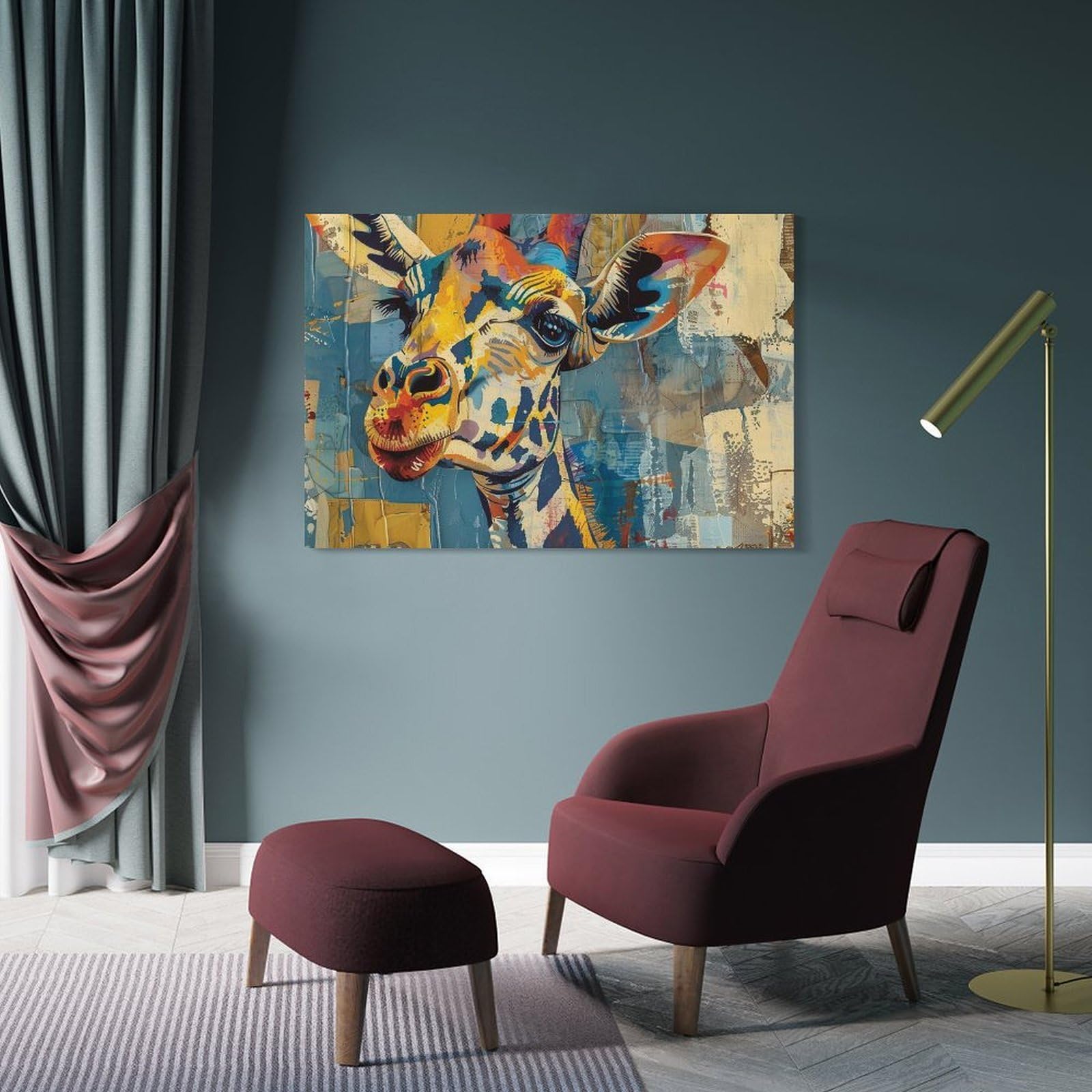 Junmoney Frame-Style-1 Giraffe 63 Wall Picture Print, 20X30inch(50X75cm), For Wall Displays, Bedrooms Or Room Updates, Decorative Artwork With Flexible Styling
