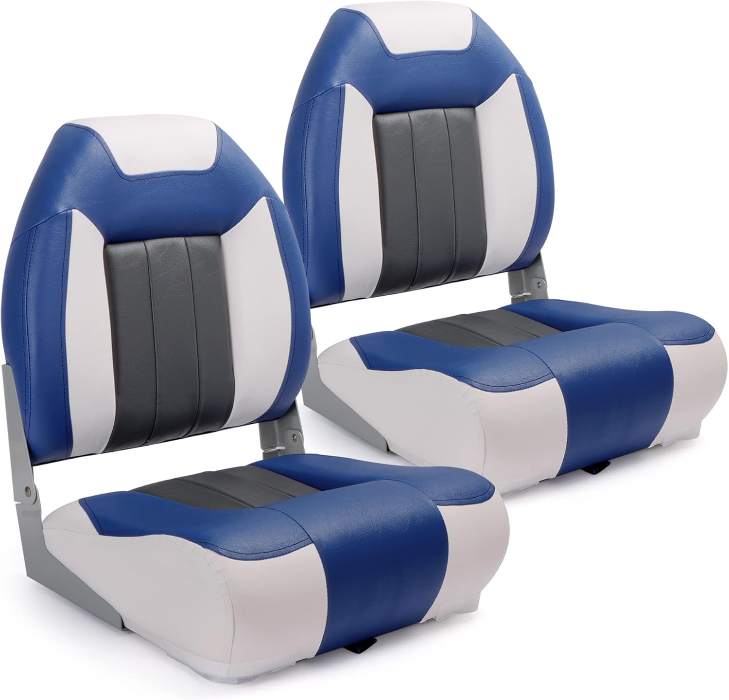 P1 Premium Marine High Back Folding Boat Seats 2 Pack, Waterproof Fishing Boat Captain Chairs, 4 Mounting Screws Included