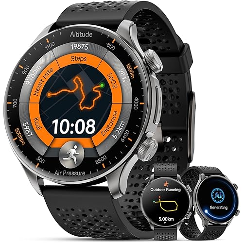 GPS Smartwatch Uomo,1,60" AMOLED Rotondo Sportivo Orologio, Connessione auricolari Bluetooth/Salva