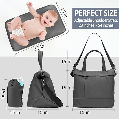 Miniatura 4 de Bolsa de pañales grande de viaje a la moda cruzada para meses, bolsas para mamá al aire libre con bolsa aislada y cambiador