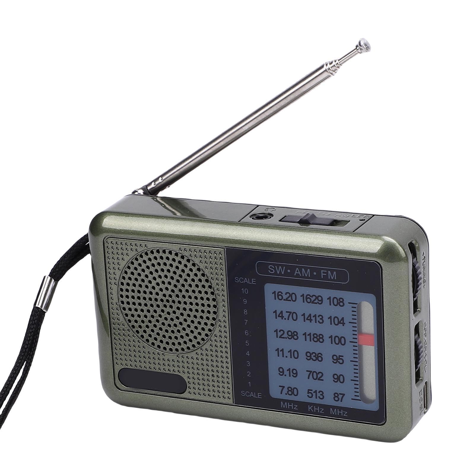 Przenośne Radio dla Osób Starszych, AM FM SW Pełny Odbiornik Pasma z Dźwiękiem HiFi, Akumulator USB, Kompaktowy Projekt do Domu na Zewnątrz na Zewnątrz (WHITE)