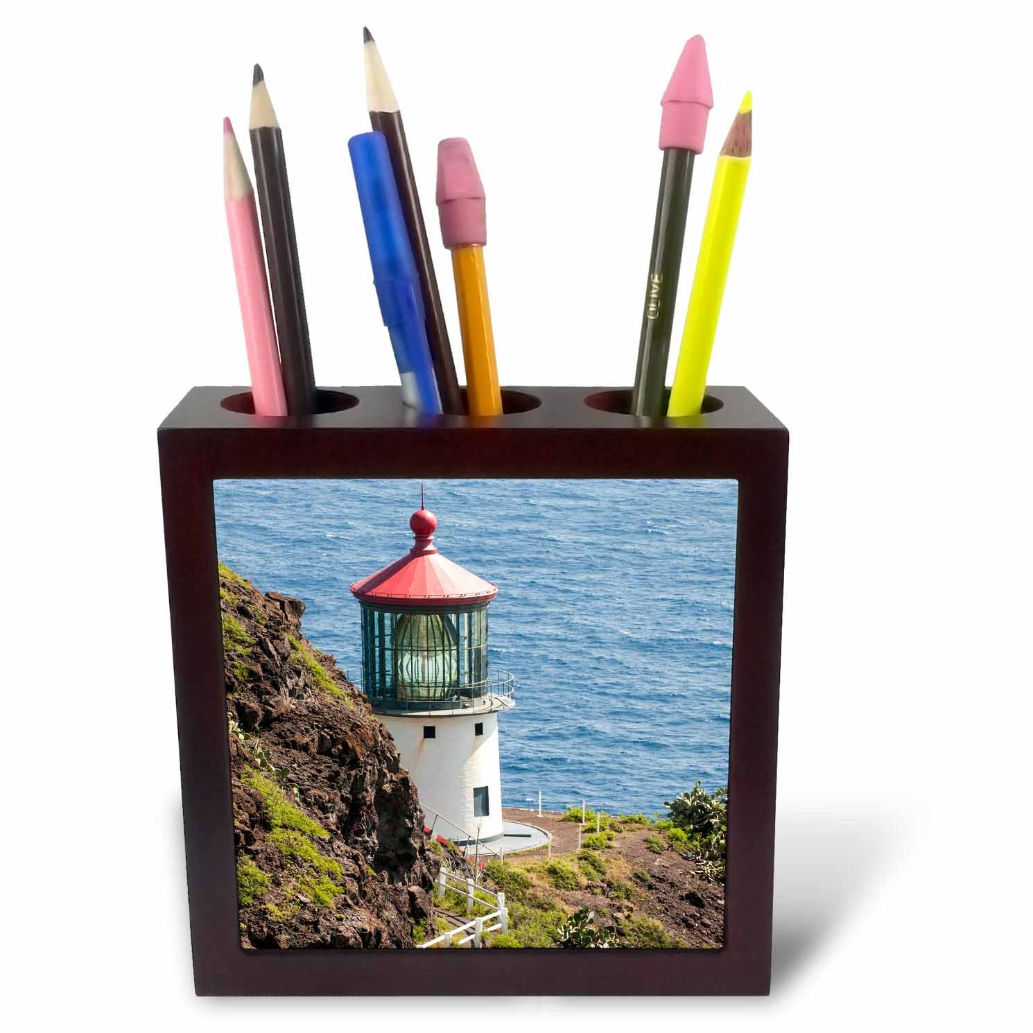 Carrelage porte-stylo design phare de Makapuu Hawaii 3dRose 12,7 cm
