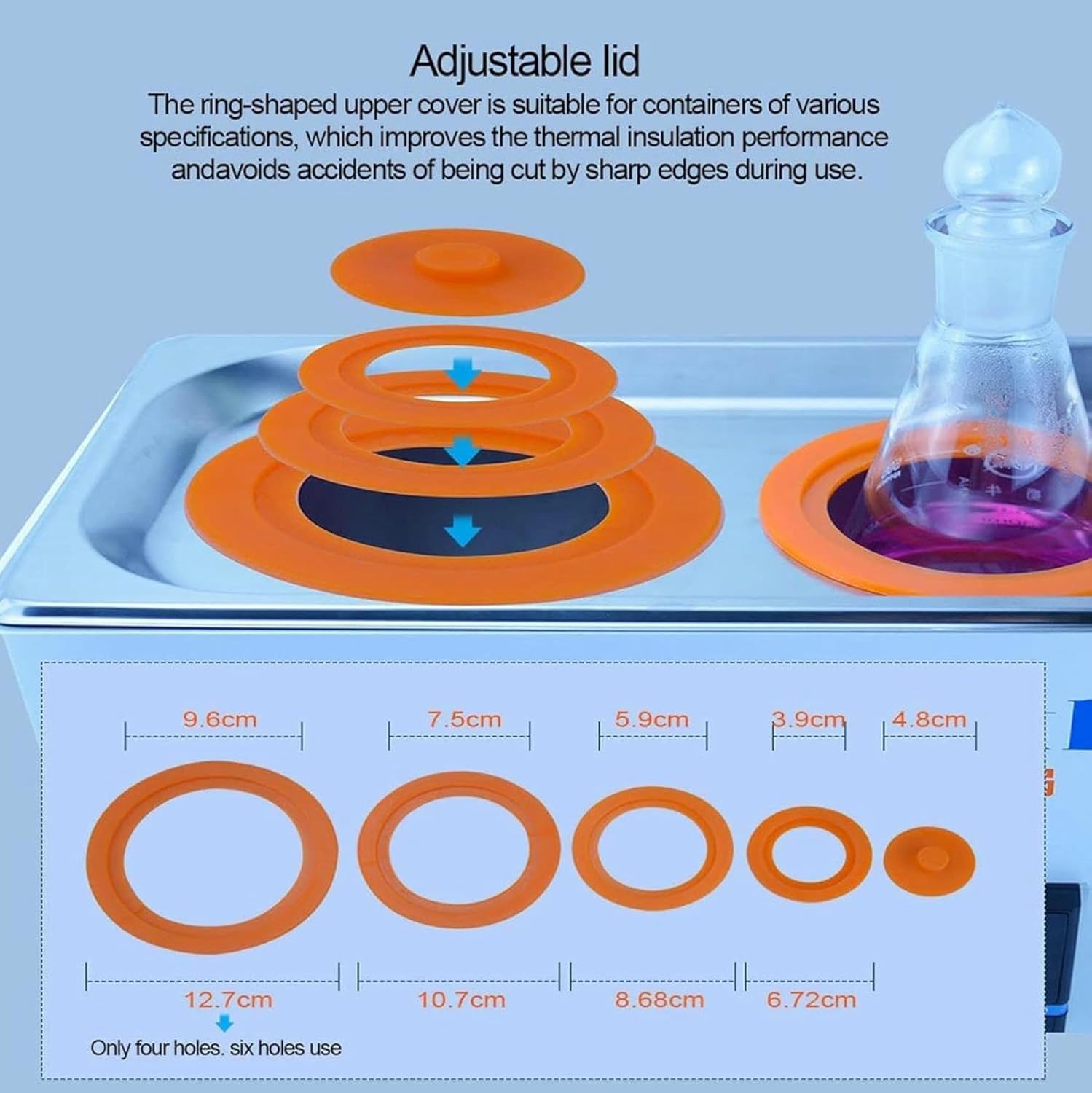 Laboratory Water Bath, Digital Thermostatic Water Bath of 1/2/4/6 ORIFIES for Laboratory Commercial USE, 300 W ~ 1500 W, Ambient Temperature of 5 to 99.9 ° C, T, T