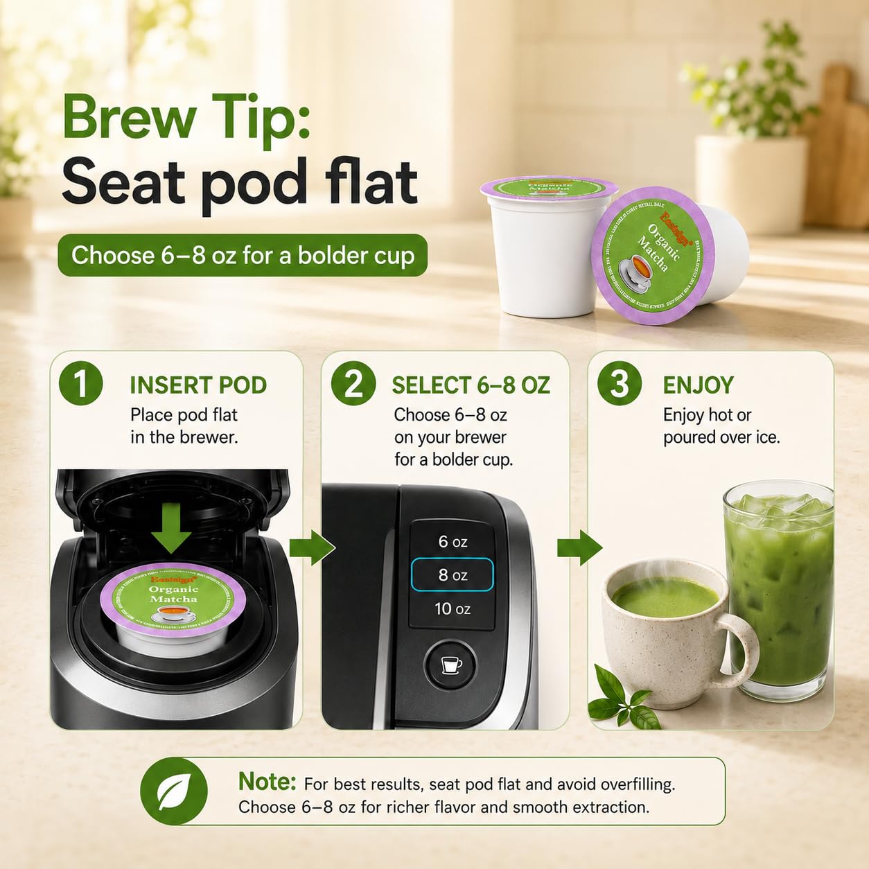 Organic Matcha Green Tea K Cups, 16 Pods Compatible with Keurig image 4