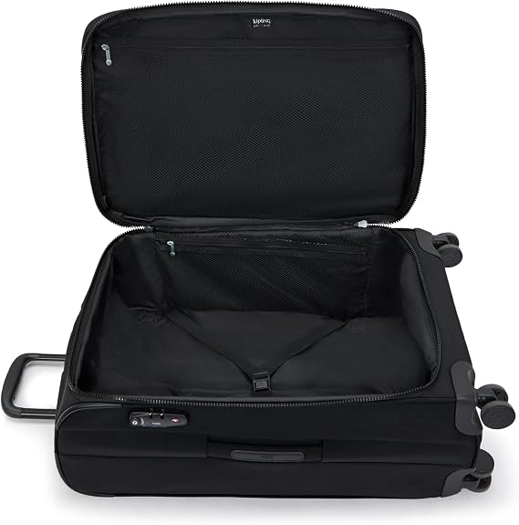 Kipling New Youri Spin Medium 4 Wheeled Rolling Luggage, Black Noir, 16.5''L x 26.75''H x 11.75''D