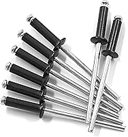 Vista 2 de BokWin 100 remaches de aluminio negros de 3/32 x 1/4 pulgadas para instalar kayak, canoa y accesorios para barcos