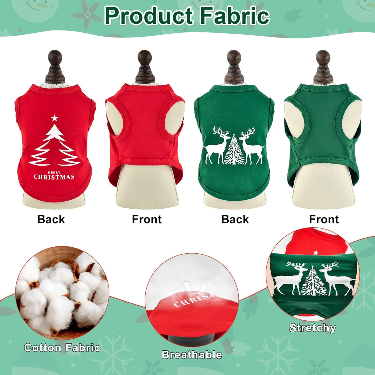 2-Pack 4th of July Dog Shirt Cotton Pet Patriotic Shirts Independence Day Pet Tank Tops Navy Red Festive Doggy Sleeveless T Shirt Clothes Costume Apparel for Small Medium Large Dogs 4XL