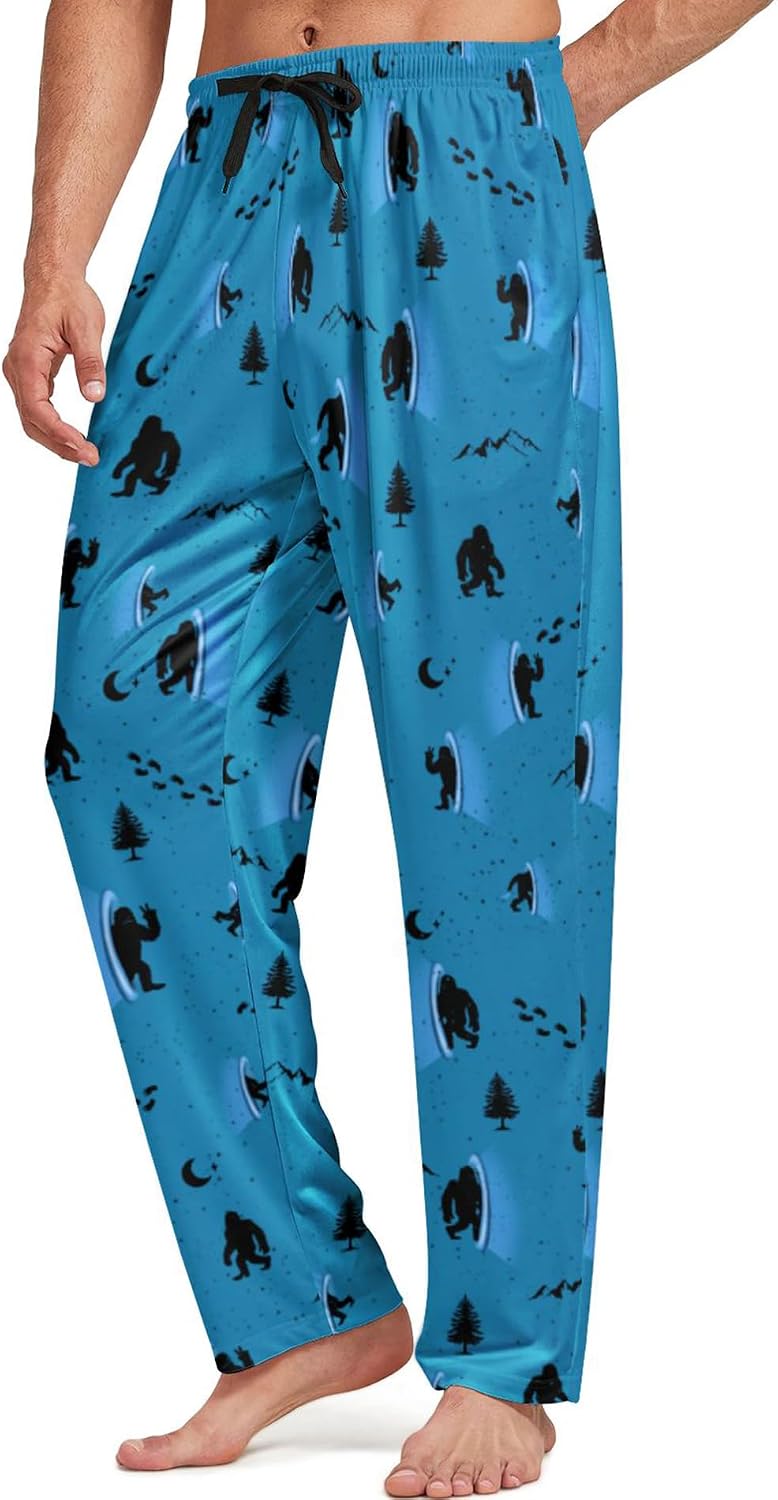 Pajama Pants for Men Printed Pajama Bottoms Drawstring Lounge Pants Sleepwear with Pockets image 3
