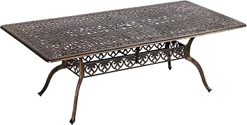 TITIMO 87 Patio Dining Table, Outdoor Cast Aluminum Dining Large Table | Weather-Resistant Rectangle Table with 2" Umbrella Hole, 8 People Party Table for Garden Deck Porch Poolside Lawn Backyard