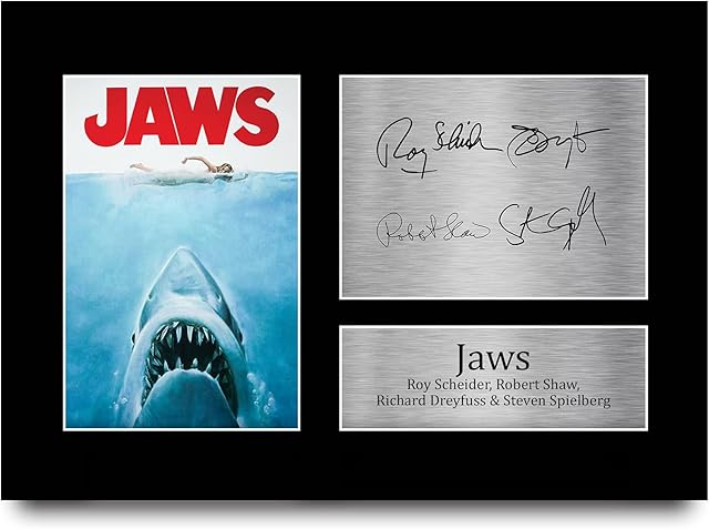 HWC Trading Jaws Gift Signed A4 Printed Autograph The Cast Gifts Photo Display