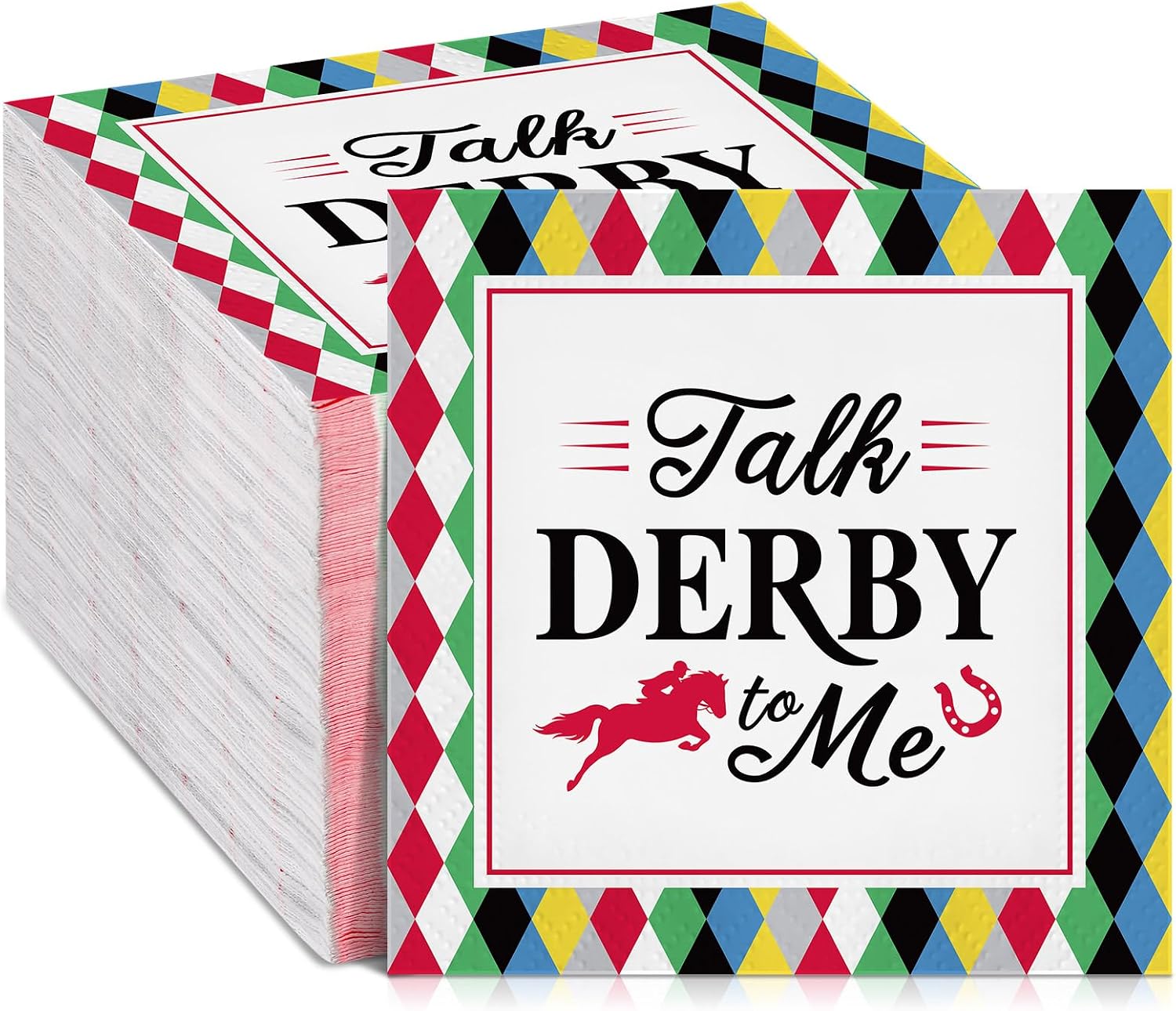 Pasimy 100 Pieces Talk Derby to Me Napkins Bulk Derby Day Cocktail Napkins Decorative Horse Racing Party Napkins for Horse Race Run for the Roses Party Decoration Supplies (Foil)