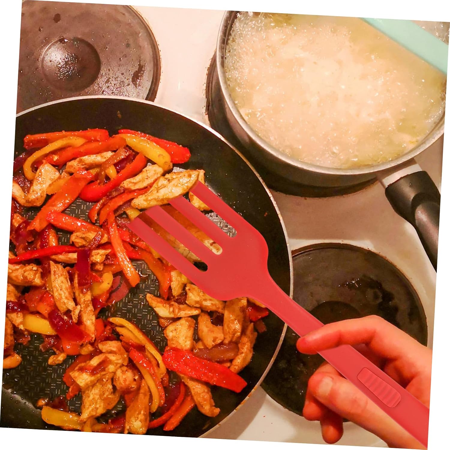 Silicone Pasta Server Fork, Large Ergonomic Kitchen Utensil