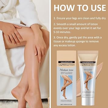 Body Coverage Perfector with Applicator Gloves,Waterproof Leg Makeup for Flawless Skin, Long Lasting for All Skin Tones, Medium