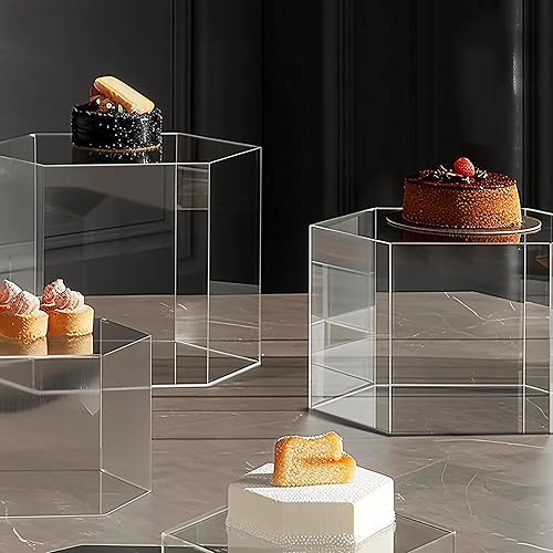 Miniatura 18 de 6 elevadores de buffet, elevadores de alimentos para mesa de bufé, elevadores de exhibición de cubos acrílicos con parte inferior hueca, soporte