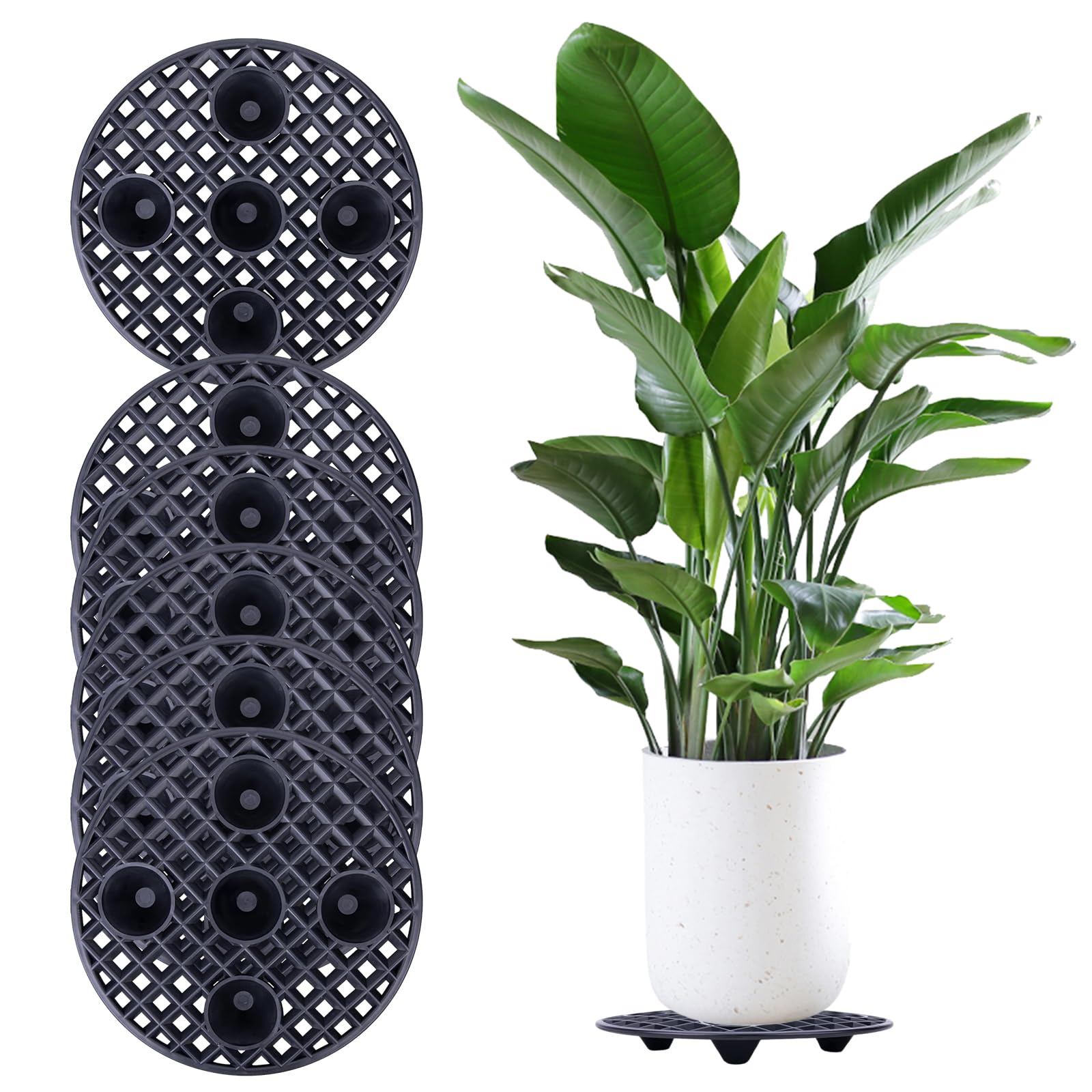 GAESHOW Lot de 6 Élévateurs Pot Fleurs Maille Pad, Pots de Fleurs en Maille, Grille pour bonsaï, Soucoupe en Plastique pour l'intérieur et l'extérieur, Grille de Drainage (20cm)