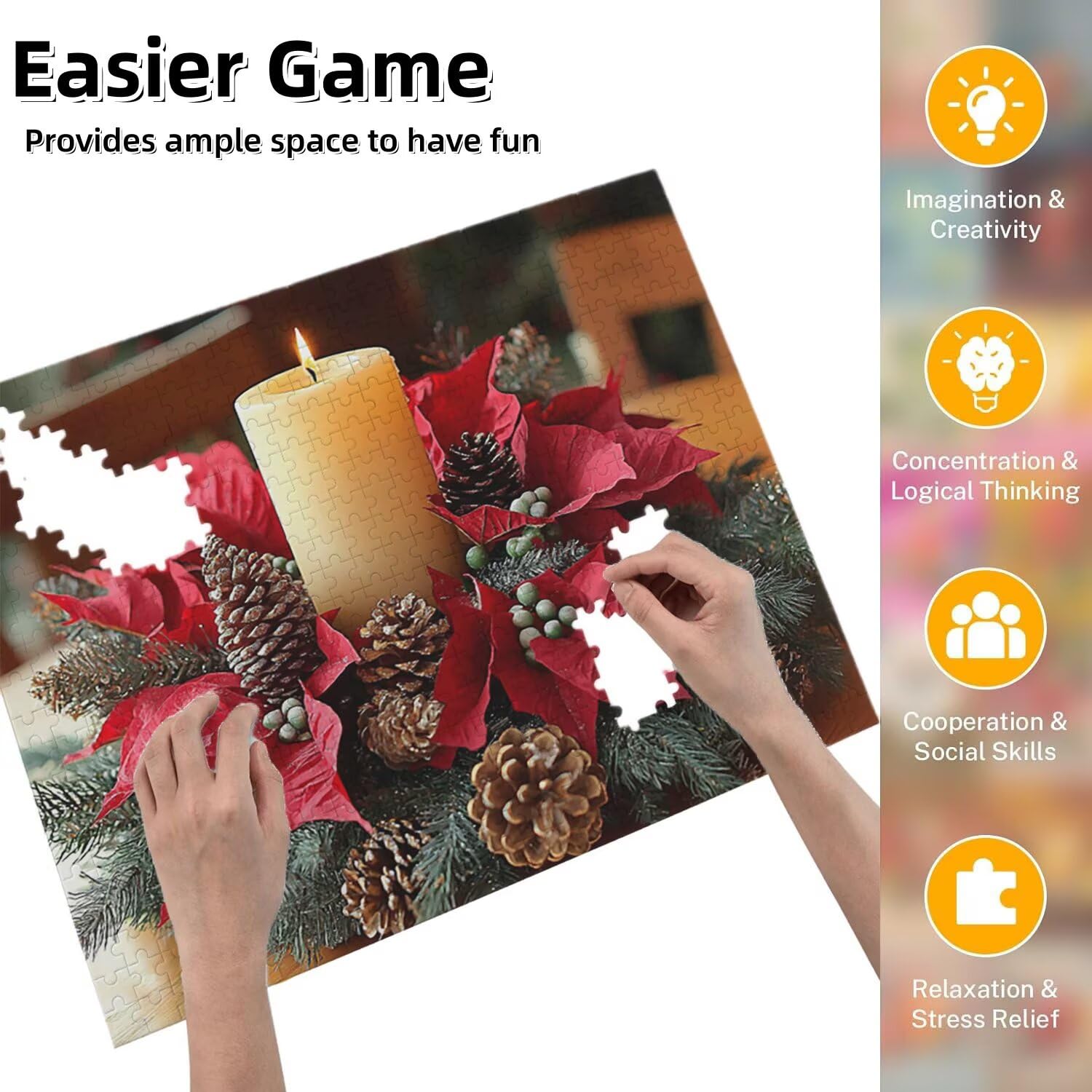 3000 elementów puzzle dla dorosłych – trudna sztuka puzzle do relaksu, puzzle do medytacji, abstrakcyjny krajobraz, drewniane puzzle, dekoracja ścienna, prezent dla dorosłych mężczyzn świeca sosna fr0