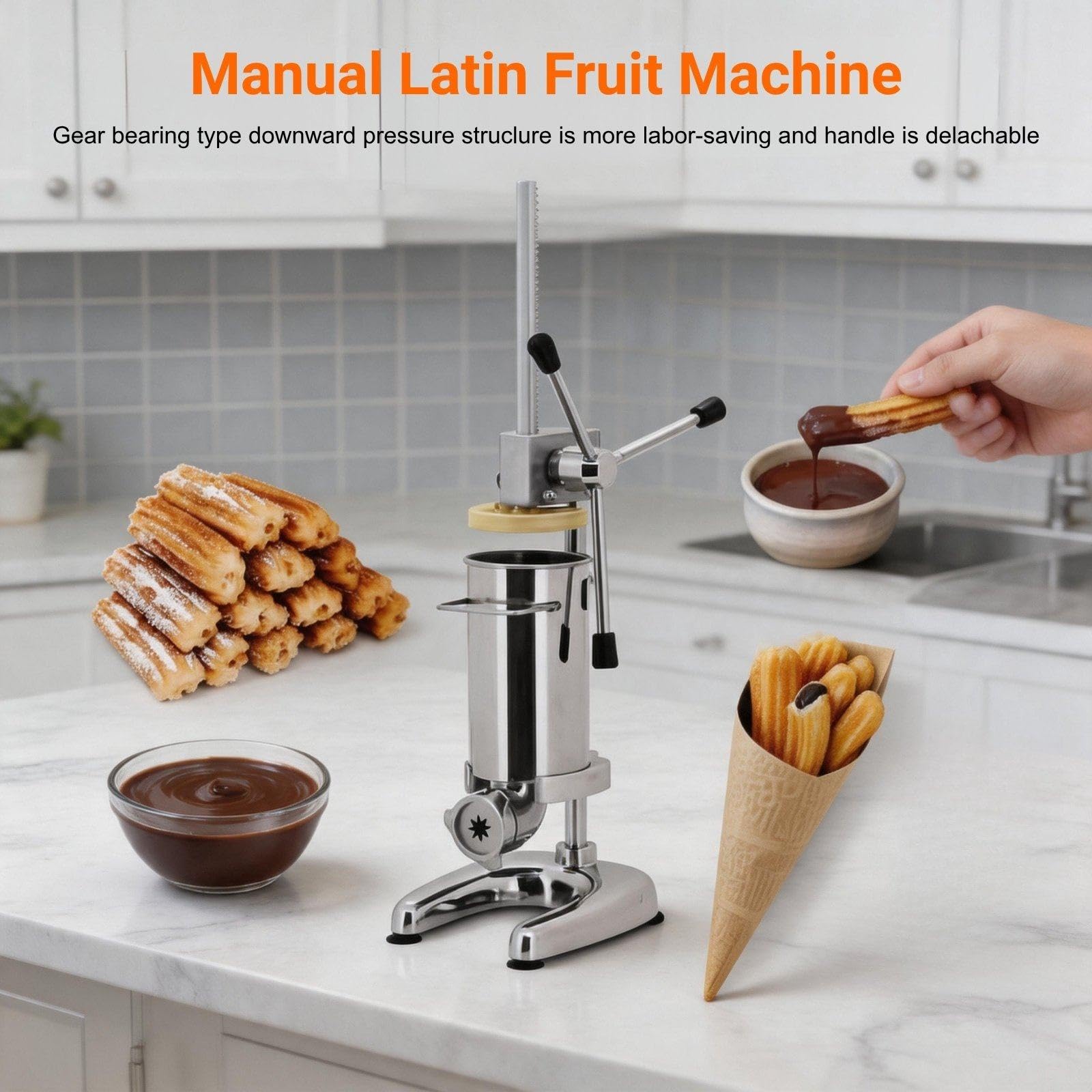 Machine À Churros 2L/3L Verticale avec 5 Moules et Cuve Amovible pour Churros Espagnols, Idéale pour Restaurants et Boulangeries 3L