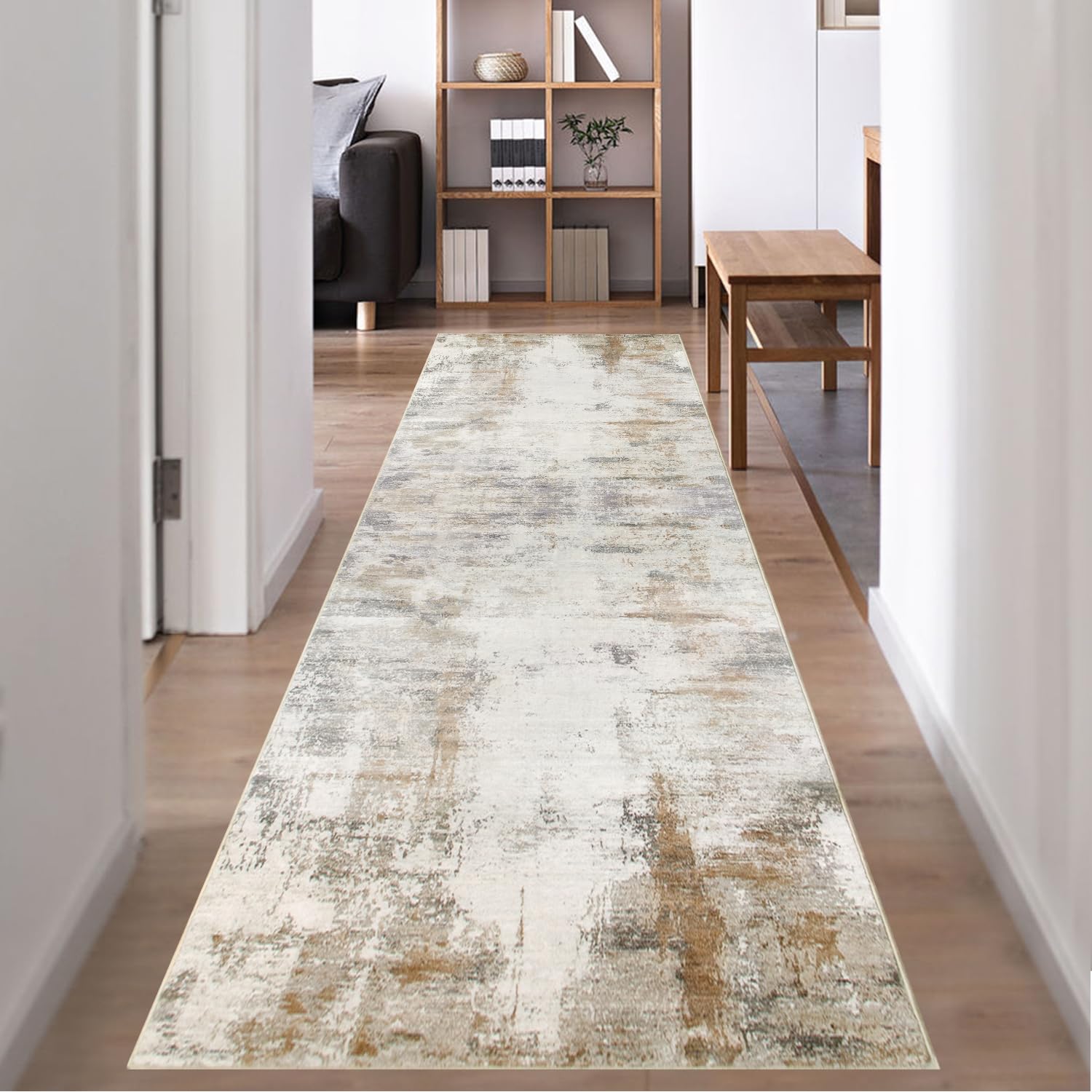 Famibay Runner Rugs for Hallway 60x300cm Hallway Hall Runner Rug Non Slip Extra Long Brown and Beige Washable Carpet Runners for Entryway Kitchen Bedroom Laundry Room โ image 1