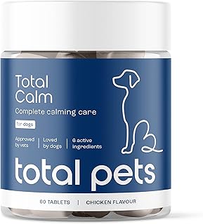 Total Calm Calming Tablets for Dogs | Reduces Stress, Anxiety, Barking, Fear, Hyperactivity, Aggression | Tasty Chicken Flavour | 30 Tablets