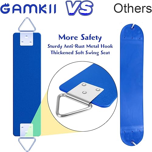 Miniatura 6 de Asiento de columpio con anillo triangular de metal de 30.4 x 5.9 pulgadas, juego de columpio resistente accesorios de repuesto para niños y adultos