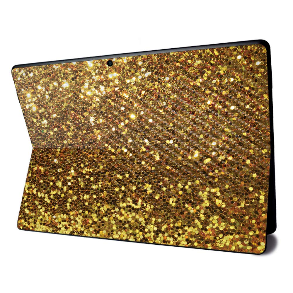 MightySkins Carbon Fiber Skin for Microsoft Surface Pro X - Gold Dazzle | Textured Carbon Fiber Finish | Easy to Apply, Remove, and Change Styles | Made in The USA
