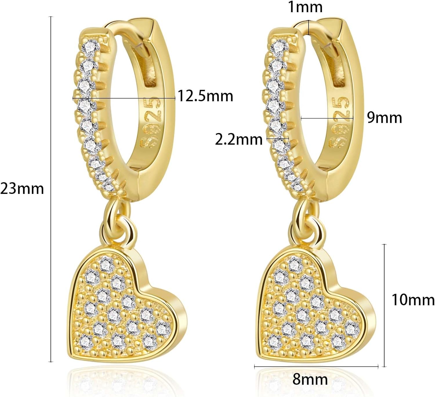 Hoop Earrings CZ Dangle Pendant Charm Heart Evil Eye Clover Star Huggie Hinged Hoop Earrings Silver Post Dainty Jewelry for Women - Image 2