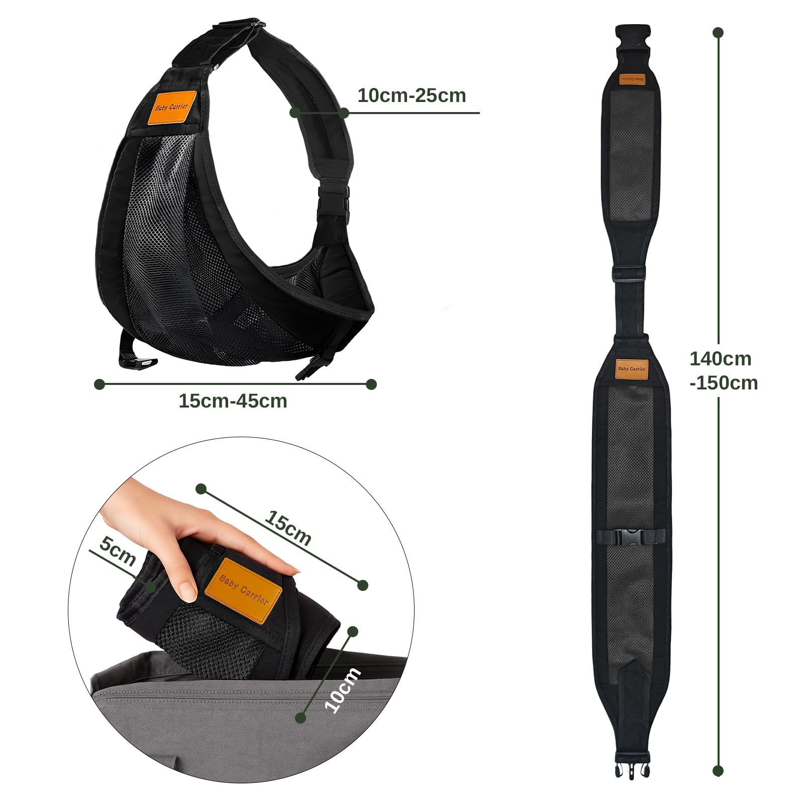 IBOPUXIU Laterale Fascia Neonato, Fascia Porta Bebe Regolabile, Traspirante Marsupio Neonato 0-36 Mesi, Ergonomico Fascia