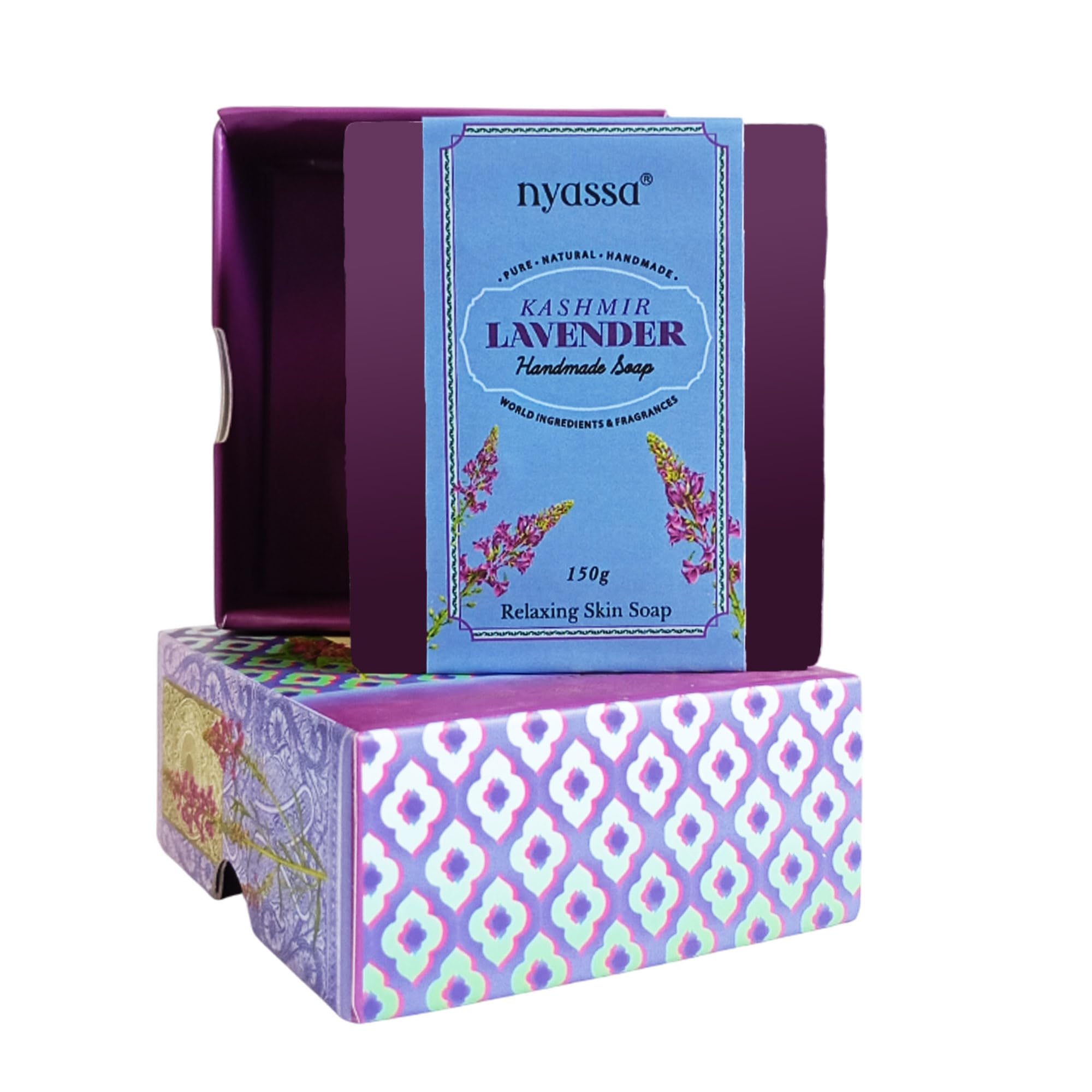 Nyassa Kashmir Lavender Luxurious Handmade Natural Bathing Soap (150grm) for Men & Women |Shea Butter & Lavender essential Oil| For All Skin Type| 150gm