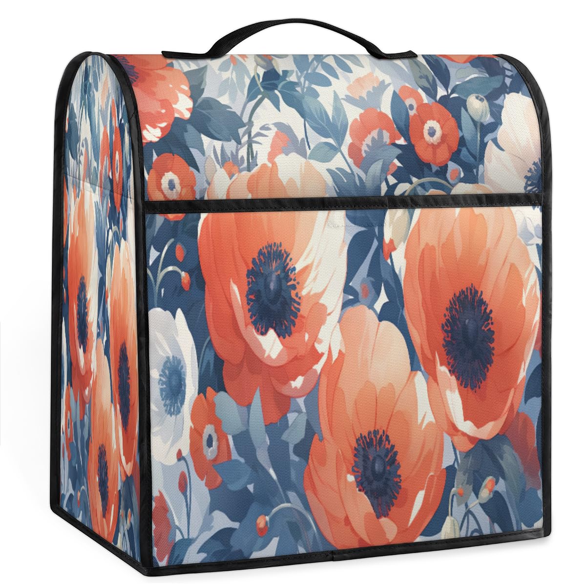 Coffee Maker Cover Watercolor Poppy Kitchen Appliance Covers Small Appliance Covers Blender Cover Juicer Cover Dust Covers for Kitchen Appliances with Top Handle and Pockets,Washable,B720