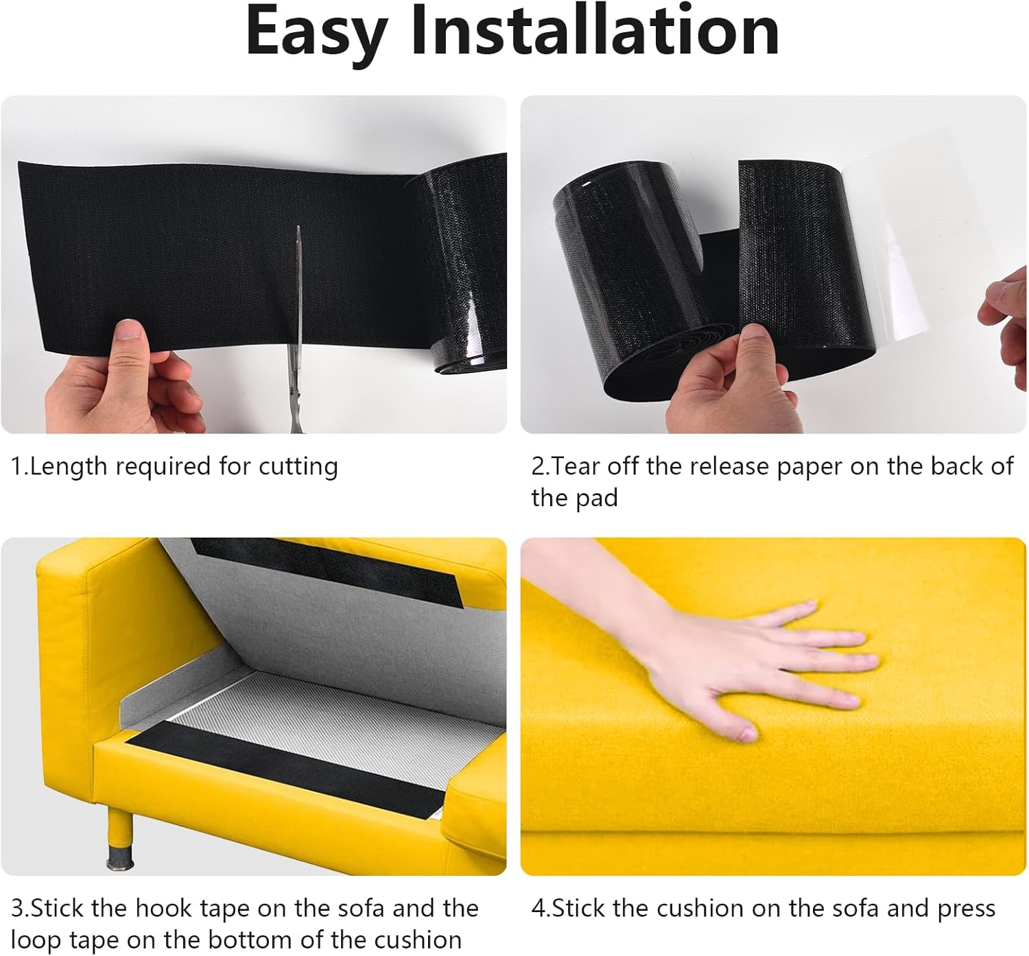 4.3 Inch x 19.7 Ft Heavy Duty Hook and Loop Tape Adhesive Non Slip Couch Cushion Pad Tapes, Nylon Hook and Loop Tape Picture Wall Hanging, Keep Couch Cushions from Sliding for Cushion, Carpets