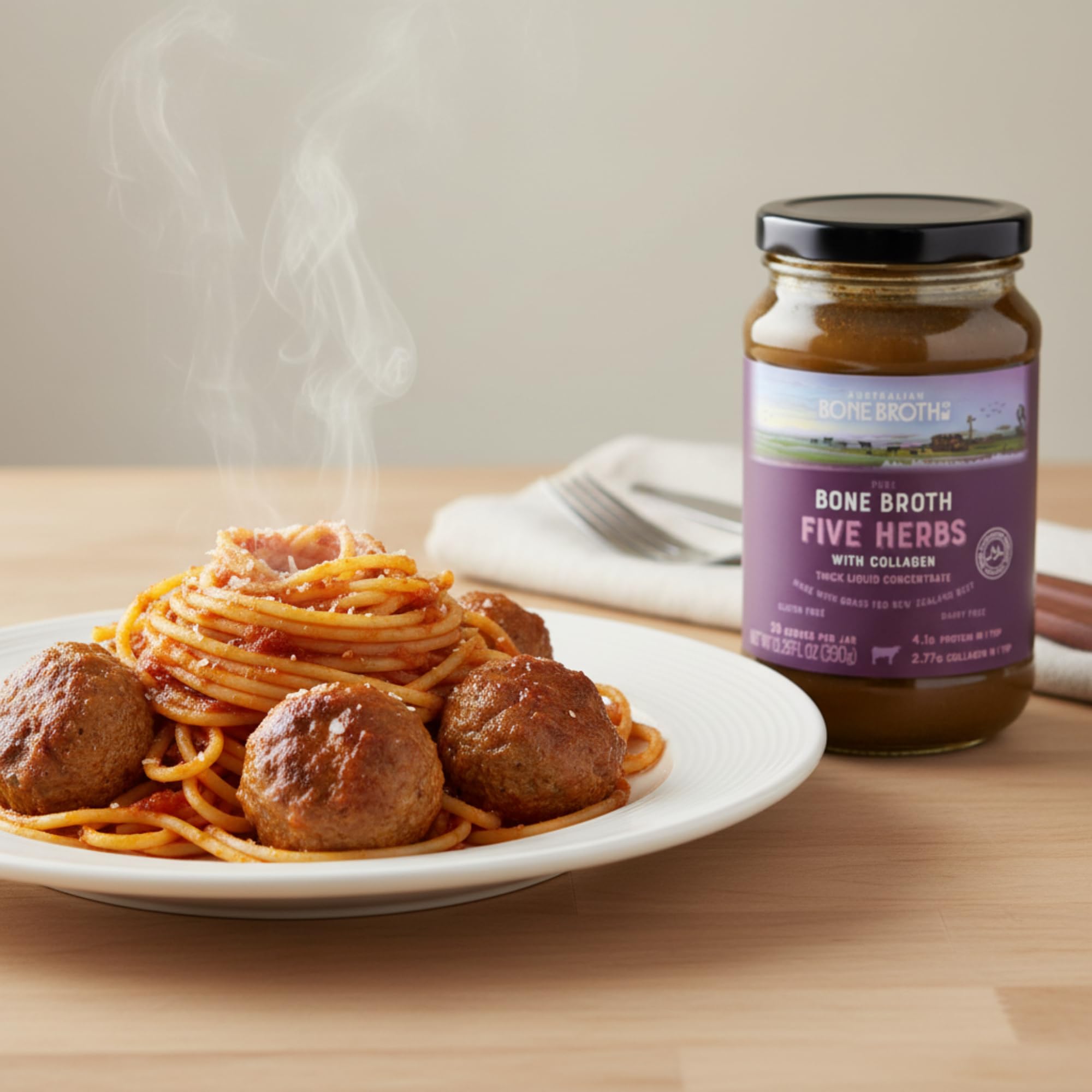 ABBCo Five Herbs Beef Broth Concentrate, Halal, Savoury Cooking Stock Base for Soups, Gravies & Sauces, Just Add Hot Water, 13.26Floz