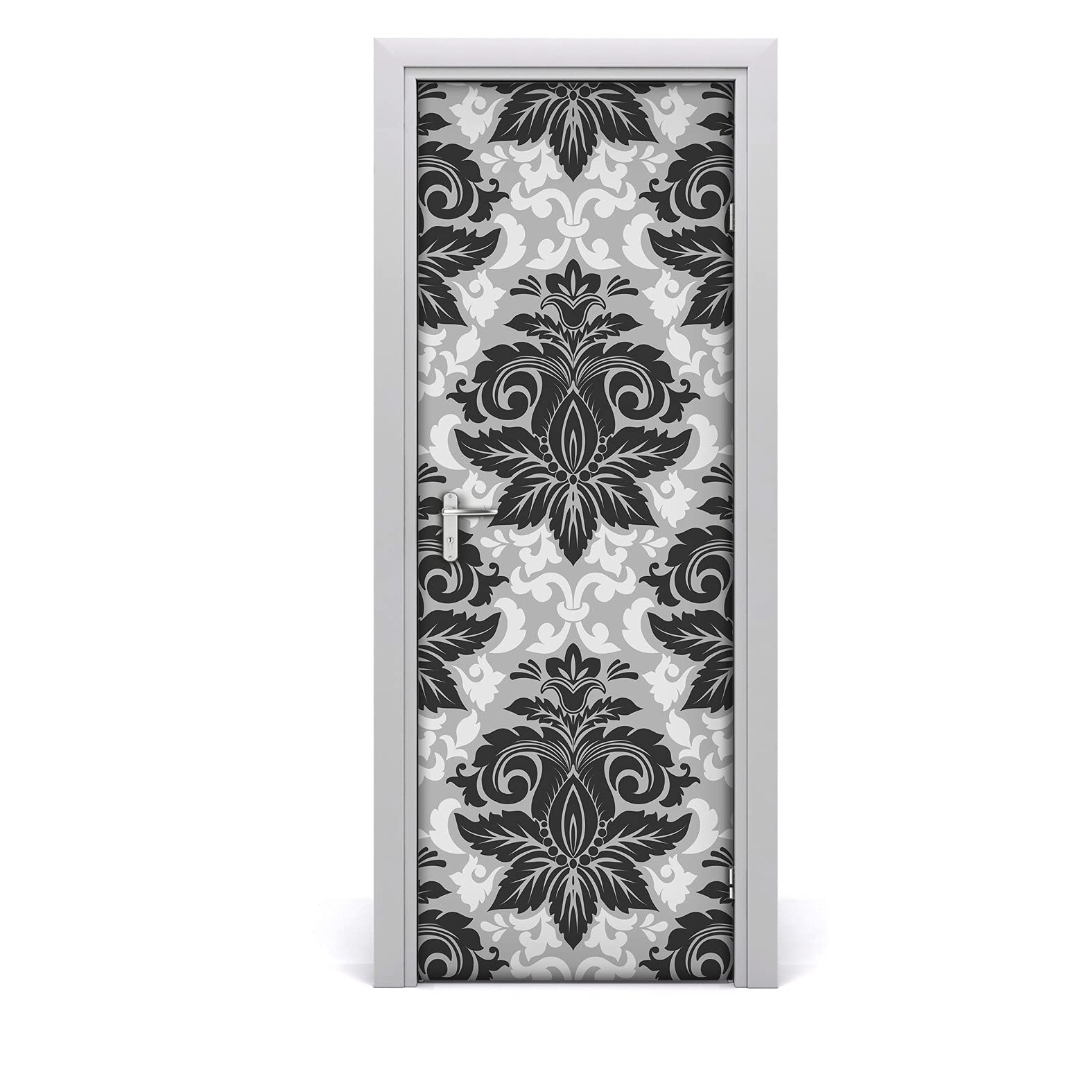 Cubre imperfecciones con el adhesivo de puerta impermeable 77x200 cm autoadhesivo gris Vector Damask 1