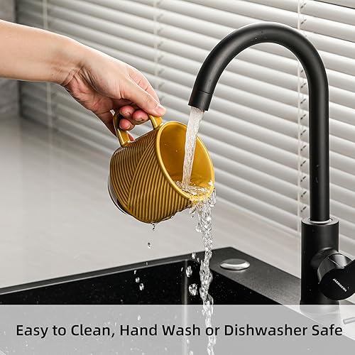 Miniatura 5 de Juego de tazas de café apilables tazas apilables de cerámica de 13 onzas para té con leche capuchino, taza apta para microondas para el hogar y la