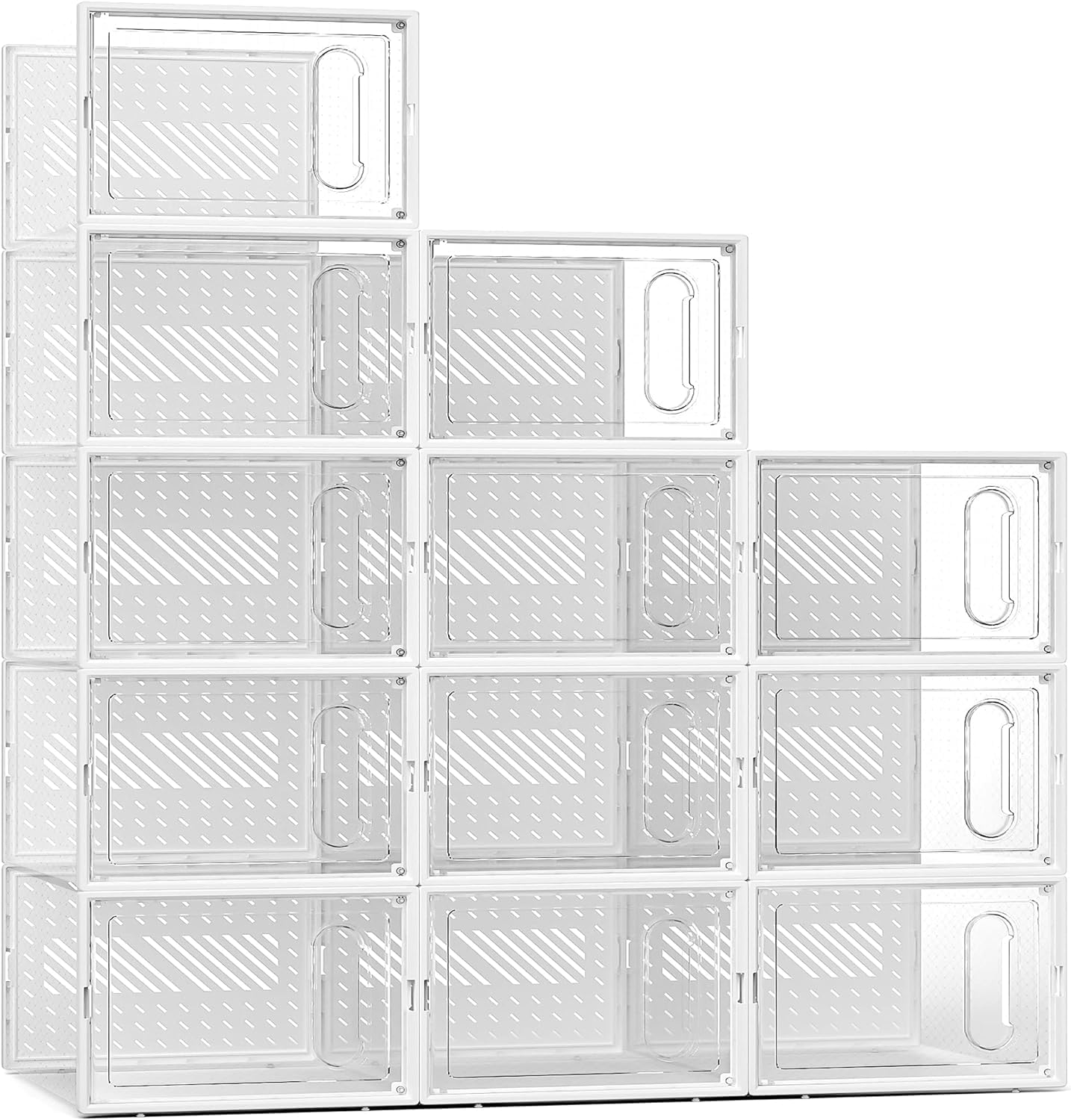Buy INARLarge Shoe Storage Box with Magnetic Door, 12 Pack Clear ...