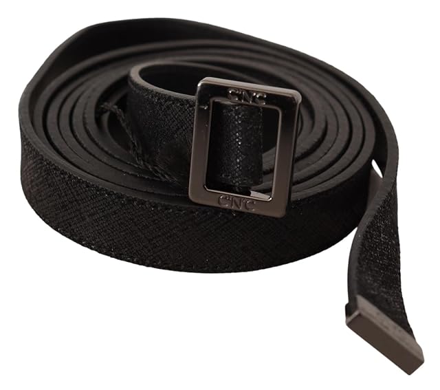 Costume National Black Leather Metal Buckle Waist Womens Belt