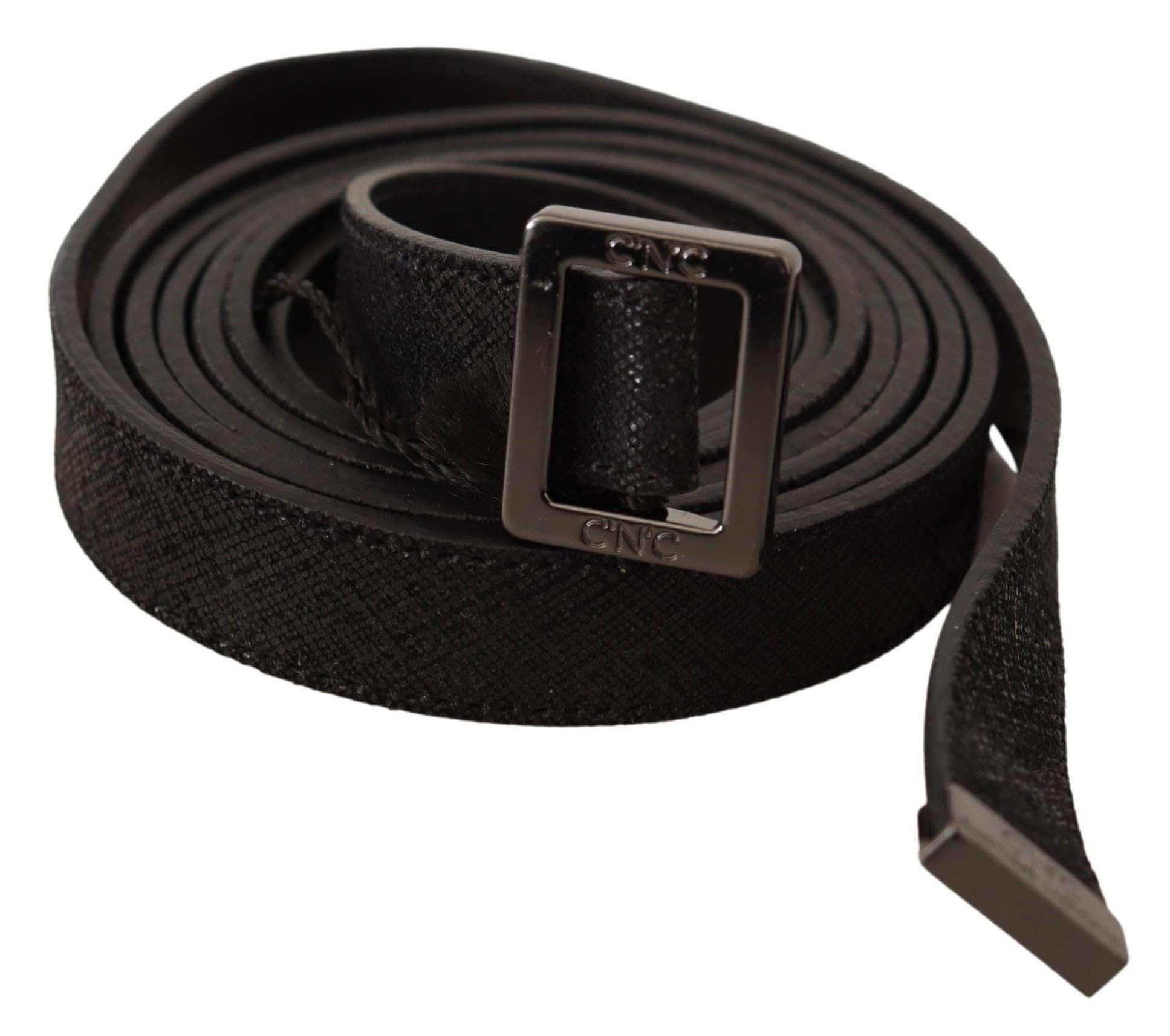 Costume National Black Leather Metal Buckle Waist Womens Belt