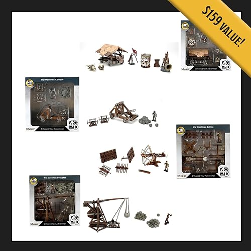 Miniatura 2 de WizKids Ajustes 4D  Paquete de asedio  Compatible con azulejos Warlock  Trebuchet, Ballista, Catapult, Battering Ram  Mejora el juego de rol de mesa