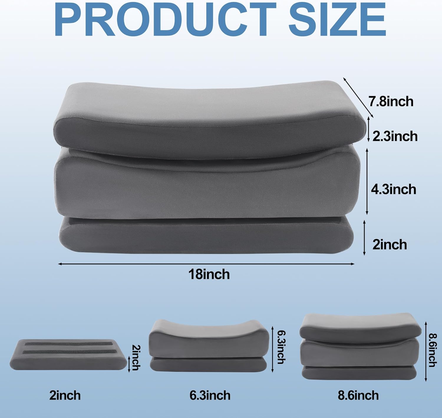 HOMBYS Height Adjustable BBL Pillow After Surgery, BBL Recovery Pillow with Lumbar Cushion for Sitting, Foam Brazilian Butt Lift Recovery Cushion for Car Seat, Office, Home (Gray)